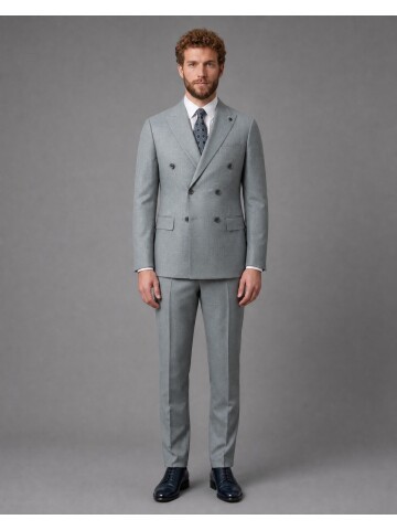 Light Green Peak Lapel Double Breasted Suit