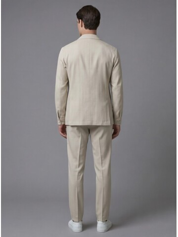 Beige Comfort Fit Unlined Safari Sport Suit