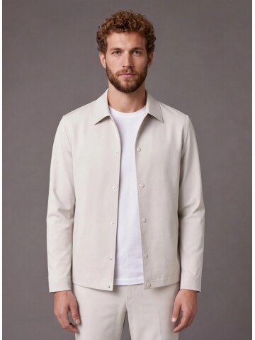 Beige Casual Shirt-Collar Comfort Fit Suit
