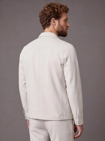 Beige Casual Shirt-Collar Comfort Fit Suit