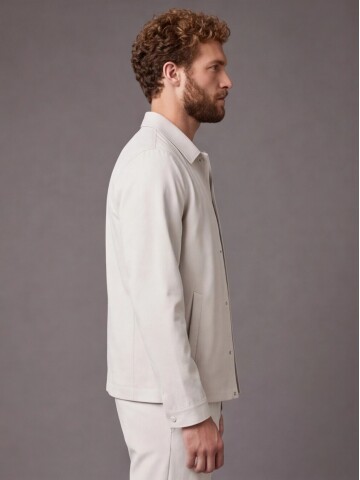 Beige Casual Shirt-Collar Comfort Fit Suit