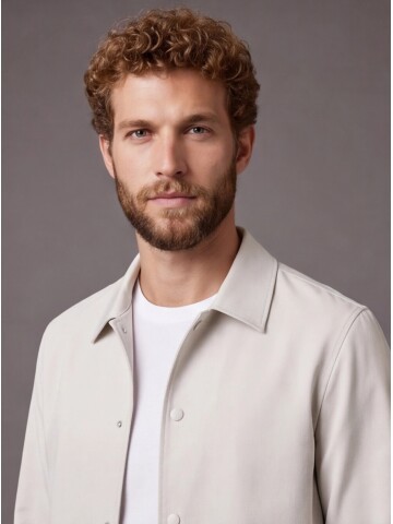 Beige Casual Shirt-Collar Comfort Fit Suit