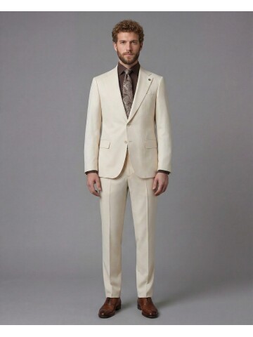 White Notch Lapel Comfort Fit Suit