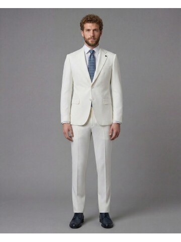 White Notch Lapel Slim Fit 2-Button Suit