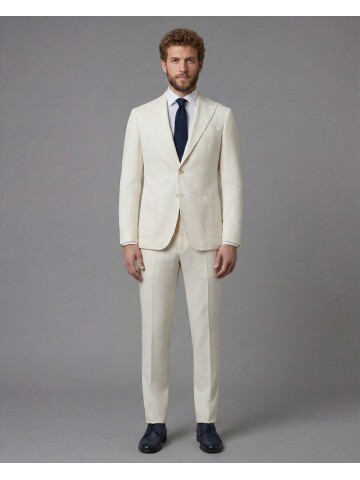 White Peak Lapel Slim Fit 2-Button Patch Pocket Suit