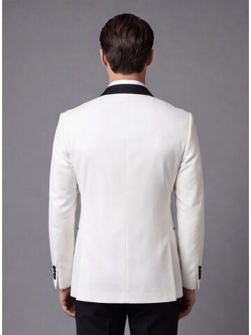 Beyaz Slim Fit Kruvaze Damatlık
