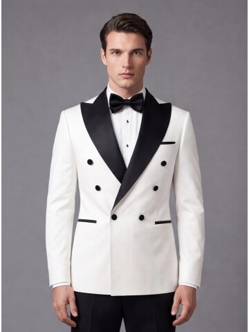 Beyaz Slim Fit Kruvaze Damatlık