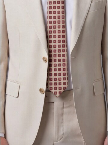 Beyaz Yünlü Mono Yaka Comfort Fit Takım Elbise