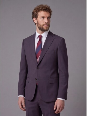 Bordo Mono Yaka Comfort Fit 2 Düğmeli Takım Elbise