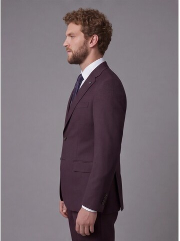 Bordo Mono Yaka Slim Fit 2 Düğme Takım Elbise