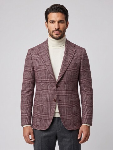 Ekoseli Mono Yaka Regular Fit Ceket