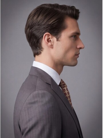 Füme Yünlü Mono Yaka Regular Fit 2 Düğme Takım Elbise