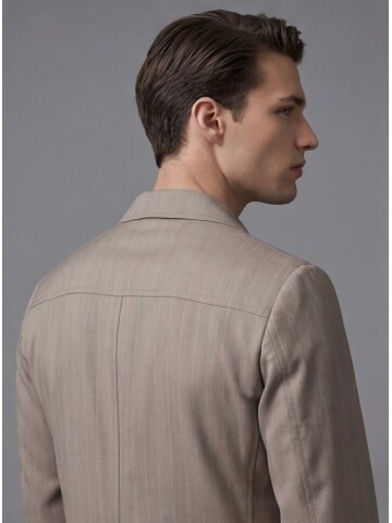 Beige Comfort Fit Unlined Safari Sport Suit