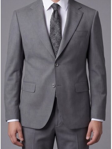 Gri Mono Yaka İki Düğmeli Slim Fit Takım Elbise