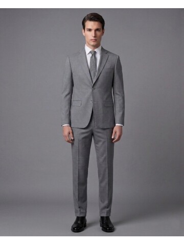 Grey Notch Lapel Comfort Fit Performance Suit