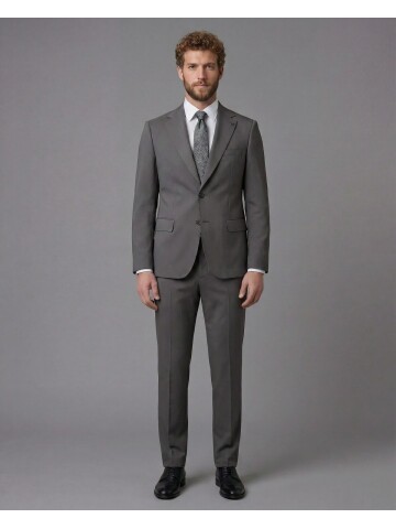 Grey Notch Lapel Slim Fit 2-Button Suit