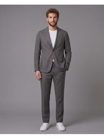 Grey Notch Lapel Slim Fit Patch Pocket 2-Button Suit
