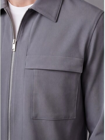 Grey Zippered Safari Pocket Comfort Fit Casual Suit