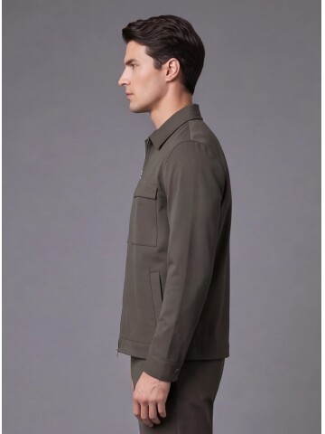 Khaki Safari Pocket Comfort Fit Zip-Up Sport Set