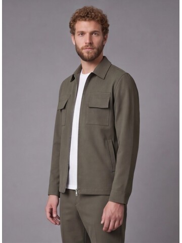 Khaki Safari Pocket Zipper Sport Set