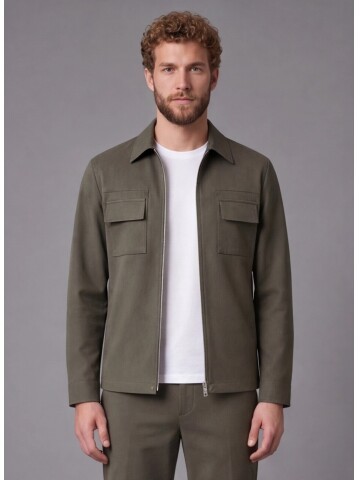 Khaki Safari Pocket Zipper Sport Set