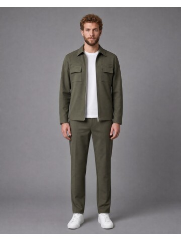 Khaki Safari Pocket Zipper Sport Set