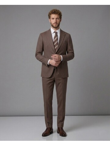 Brown Notch Lapel Comfort Fit Suit