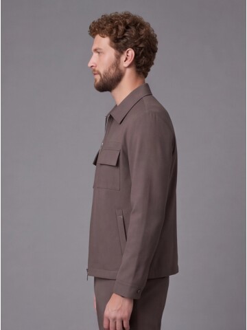 Brown Safari Pocket Zippered Sport Suit