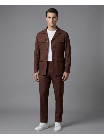 Terra-cotta Comfort Fit Unlined Safari Sport Suit