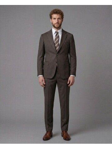 Dark Brown Notch Lapel Comfort Fit Suit