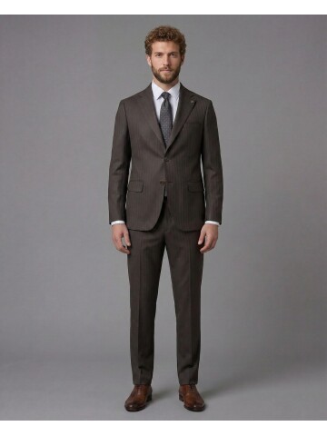 Dark Brown Notch Lapel Comfort Fit Suit