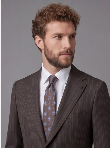 Koyu Kahverengi Mono Yaka Comfort Fit Takım Elbise