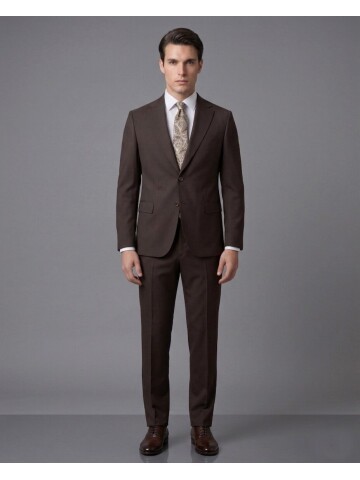 Dark Brown Notch Lapel Comfort Fit Performance Suit