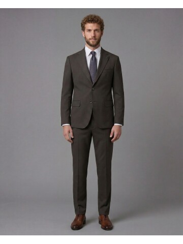 Dark Brown Notch Lapel Slim Fit 2-Button Suit