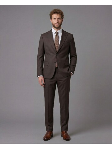 Dark Brown Peak Lapel Comfort Fit Fully Lined Suit