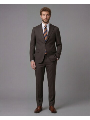 Dark Brown Peak Lapel Comfort Fit Fully Lined Suit