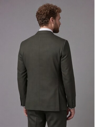 Dark Green Peak Lapel Comfort Fit Mens Suit