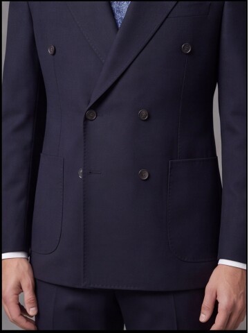 Lacivert Comfort Fit Kruvaze Takım Elbise