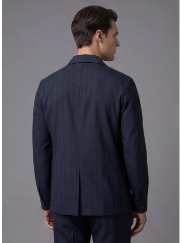 Navy Blue Comfort Fit Unlined Safari Sport Suit
