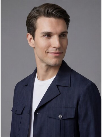 Navy Blue Comfort Fit Unlined Safari Sport Suit