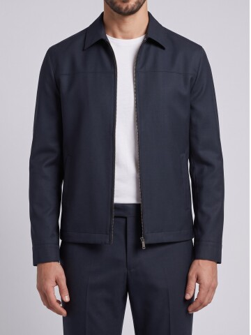 Lacivert Fermuarlı Smart Casual Ceket Pantolon Erkek Takım