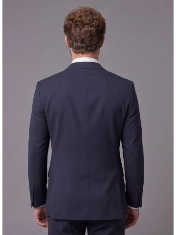 Lacivert Mono Yaka Comfort Fit 2 Düğmeli Takım Elbise