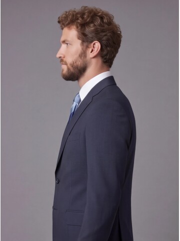 Lacivert Mono Yaka Comfort Fit 2 Düğmeli Takım Elbise