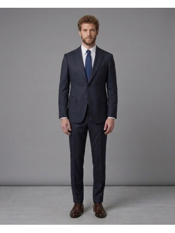 Navy Blue Notch Lapel Comfort Fit Suit