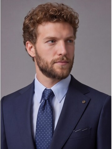 Lacivert Mono Yaka Slim Fit 2 Düğmeli Takım Elbise