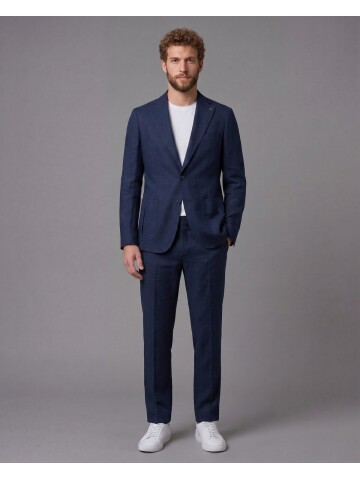 Navy Notch Lapel Slim Fit Patch Pocket 2-Button Suit