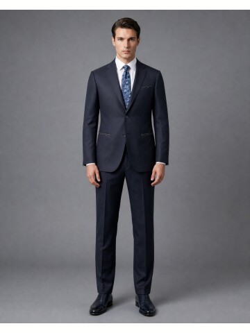 Navy Blue Notch Lapel Suit