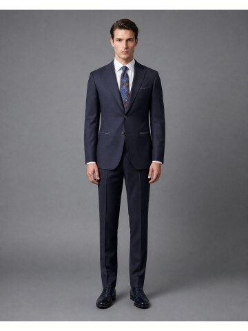 Navy Blue Notch Lapel Suit