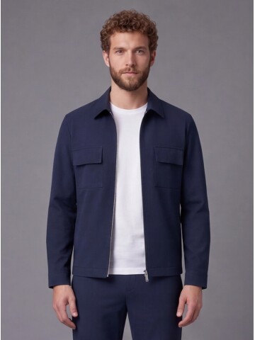 Navy Safari Pocket Zippered Sport Suit