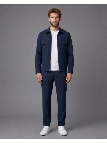 Navy Safari Pocket Zippered Sport Suit